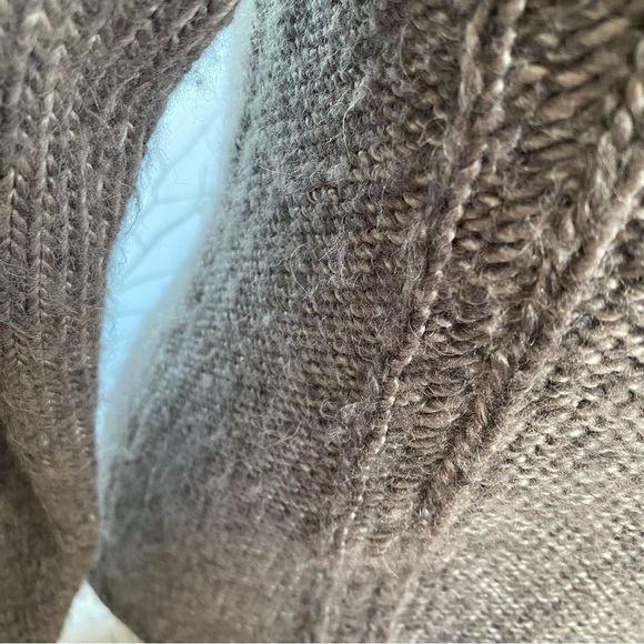 HELMUT LANG BROWN ALPACA WOOL CHUNKY KNIT ROUND NECK SWEATER - Picture 8 of 9